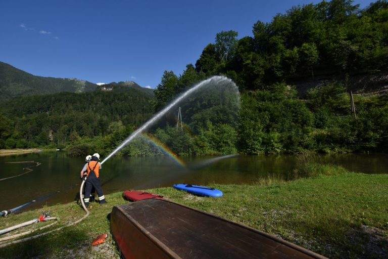 Feuerwehrübung mit Schwerpunkt Tauchpumpe